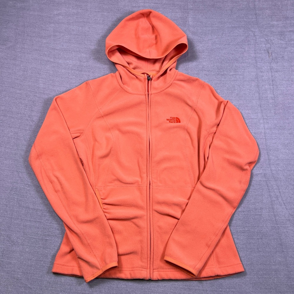 The North Face Womens Small Pink Fleece Full Zip Hoodie Jacket Thumbholes